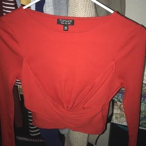 red long sleeve cropped